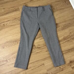 ANN TAYLOR FACTORY PETITE Houndstooth Career Pants Black White Size 10P